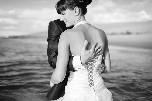 robe de marie dans la mer day-after Arcachon Dune du Pyla Pilat ocan Atlantique