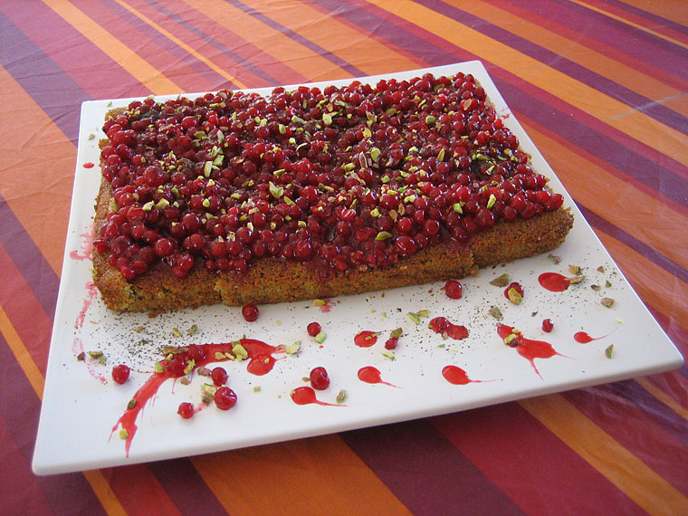 Groseilles pistaches th� vert et poudre d'amandes