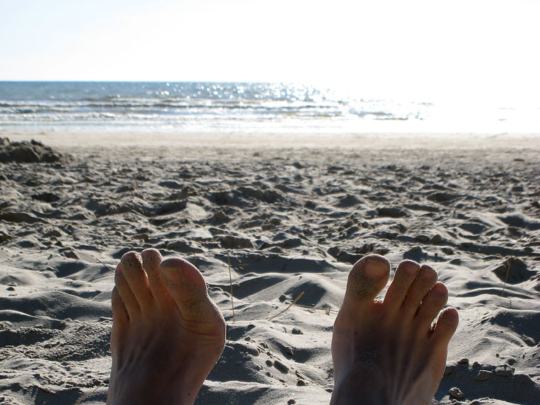 Vacances les doigts de pied en �ventail