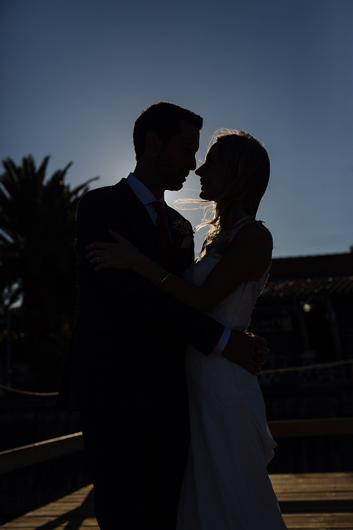 contre jour photo de mariage au cap ferret