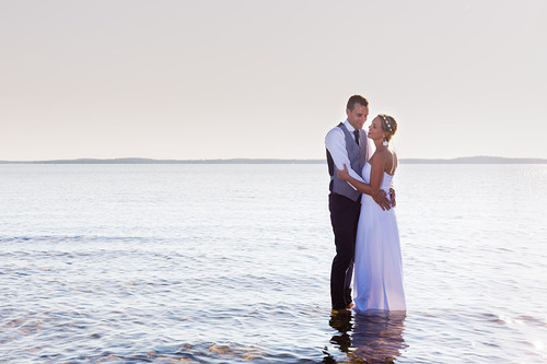 Photo de mariage sur le lac de Lacanau
