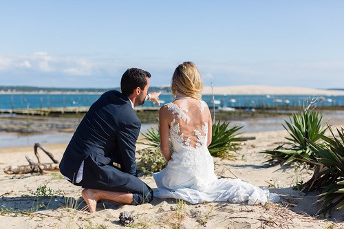 photo mariage mimbeau cap ferret - maris de dos